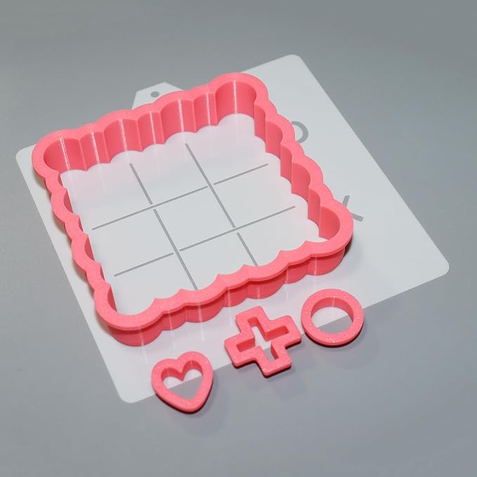 Cookie Cutter and Stencil Set Bundle Kit PYO Cookies Paint Your Own Diy Bakery Fondant Sugar Happy Birthday Wedding Baby Candle Kids Painting Coloring Pages Comb (Tic-tac-toe)