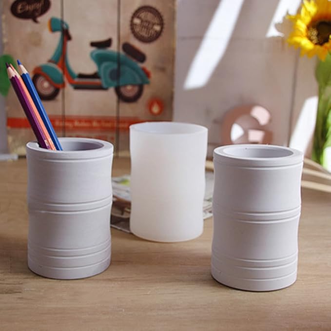Bamboo Shaped Vase Plaster Concrete Flower Pot Silicone Mold Pen Holder Candle Jar Mould Succulent Planter Cement Clay Mold