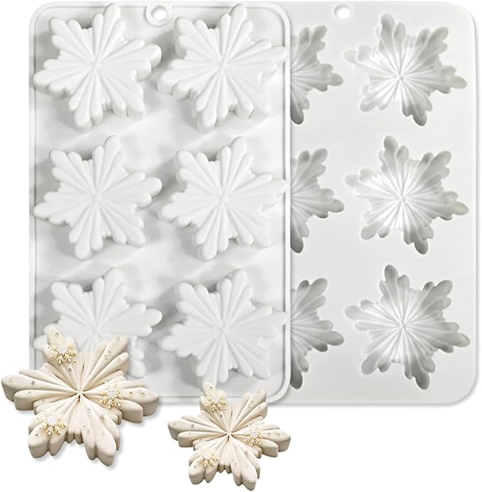1 Pcs Snowflake Silicone Mold Christmas Chocolate Cake Molds Holiday Candy Baking Fondant Molds Christma Silicone Trays Pan Mold Festival Handmade Soap Ice Cube Biscuit Moulds