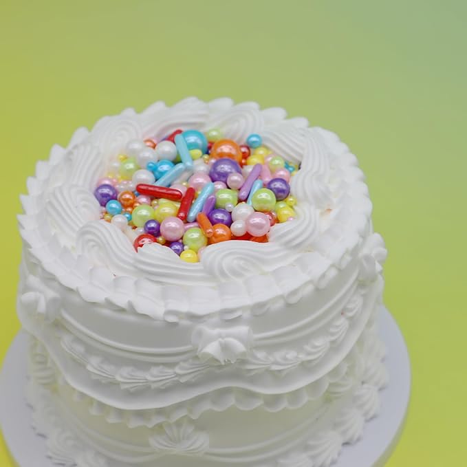 Rainbow Sprinkles for Cake Decorating, 4.6Oz Rianbow Rod and Pearl Sprinkles Mix for Baking, Cupcake, Cookie, Ice Cream, Donuts and Cake Decorating