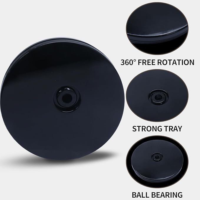 2PCS 2Inch Acrylic Lazy Susan Turntable Platter, Black Turntable Organizer Round Rotating Plate Revolving Display Base for Spice Rack Table Cake Cookie Decorating
