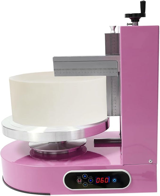 Cake Decorating Machine, 200W Automatic Cake Cream Spreading Machine for 4-12 Inch Cake Icing Machine, Adjustable Scrapers,Low Noise Cake Frosting Machine, for Cake Shops, Dessert Shops (Pink)