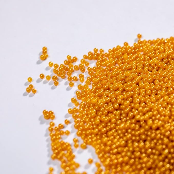 Gold Sprinkles,Cake Sprinkles,Cookie Sprinkles,Sugar Pearl, Edible Candy Pearls 7mm 130g 4.6OZ for Cake Cupcake Decorationg (Gold2mm)