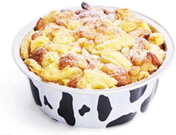 KEISEN 2" 1oz 100/PK 25ml Mini Disposable Aluminum Foil Cups for Muffin Cupcake Baking Bake Utility Ramekin Cup (cow lines)