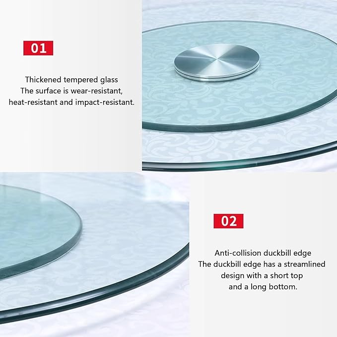 Commercial Restaurant Serving Lazy Susan Turntable, Glass Rotating Serving Tray for Dining Cake Table, Lazy Susan for Table top, Rotating Centerpiece Tray, for Home, Party, Hotel