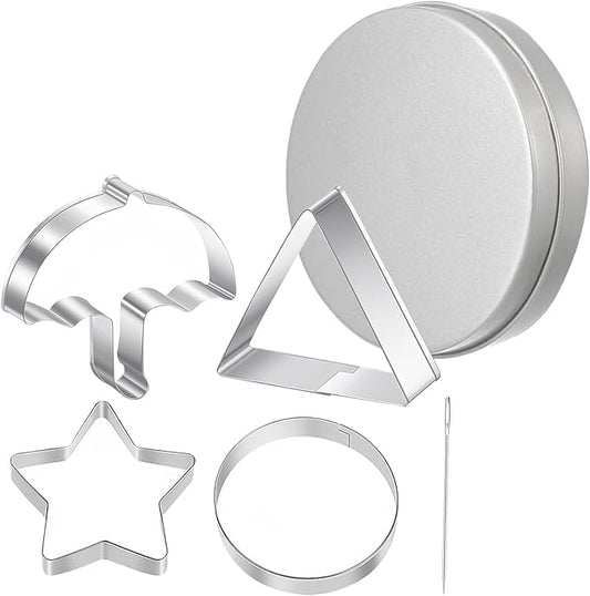 Sugar Candy Making Tools,Stainless Steel Cookie Cutters,Cookie Cutters Set Round Heart,Umbrella Cookie Cutter,Sugar Biscuit Kit Making For Kitchen,Baking&Christmas Holiday Party (6-Piece Set)
