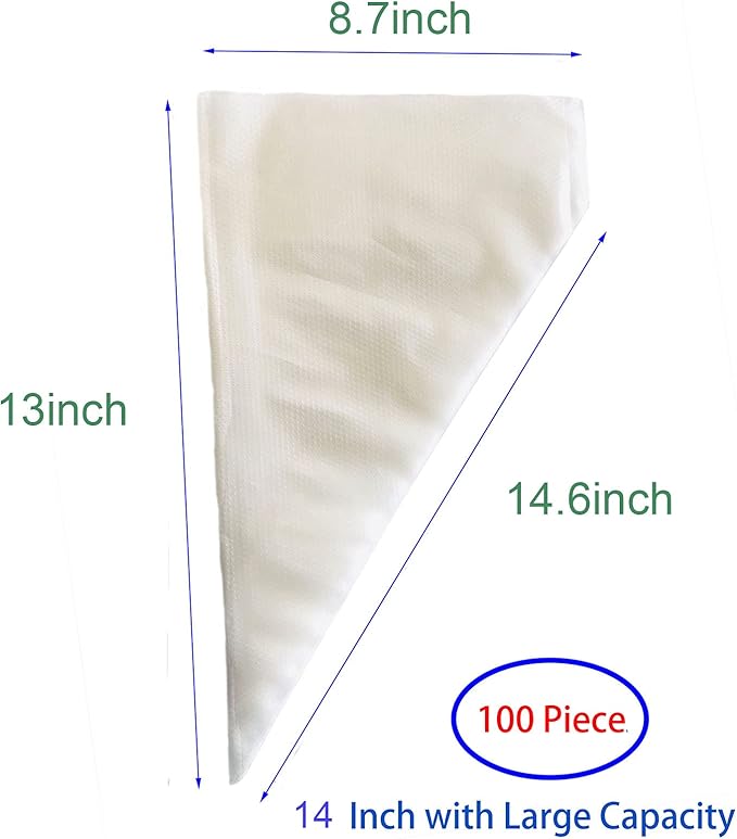 Tipless Piping Bags Disposable,100Pcs 14Inch Pastry Bags for Royal Icing and Frosting and Cake Decorating,Thick,Non-slip for all Size Tips and Couplers,Cakance