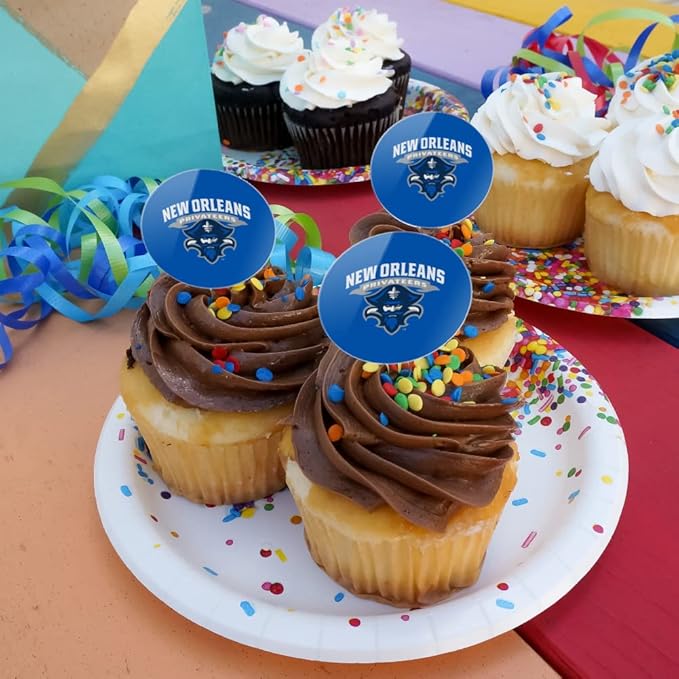 The University of New Orleans Primary Logo Cupcake Picks Toppers Decoration Set of 6