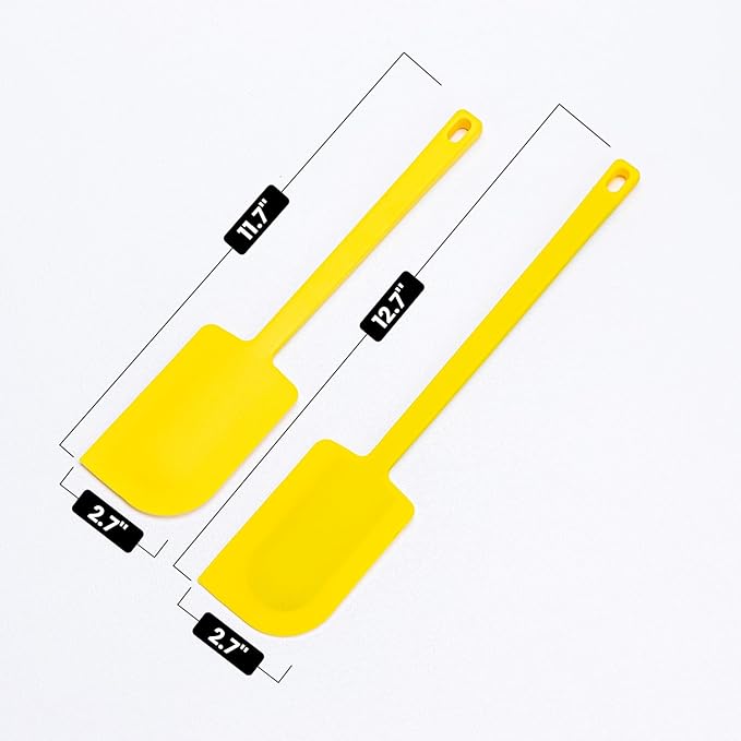 2 Pcs Silicone Scraper Set, Food Grade Rubber Scraper, Upgraded Sturdy Handle Set, Heat Resistant up to 600°F, Suitable for Baking, Scraping, & Mixing, Dishwasher Safe (Yellow)