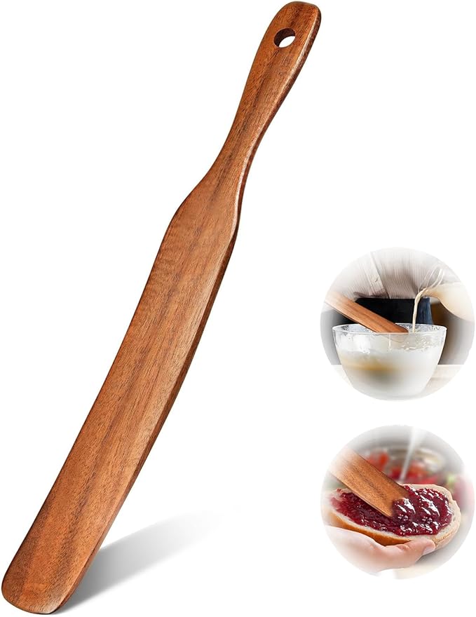 Skinny Wooden Spurtle - Wood Sourdough Spatula for Sourdough Starter，baking & cooking kitchen flour spatula spoon sourdough tools and supplies spurtle spatula icsti cooking spoons spurtle (11 Inches)