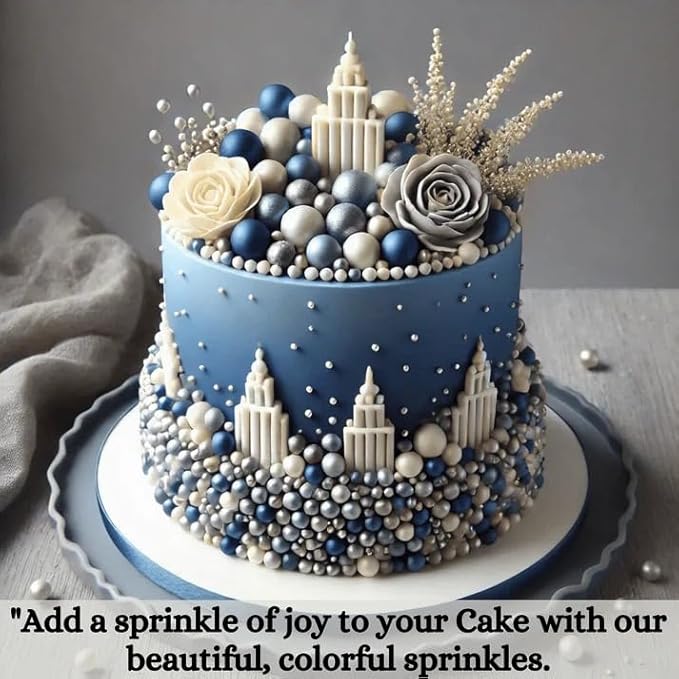 Confect Love Disco Balls Sprinkles Mix | Blue & Silver Pearl Dragees for Cake Decorating, Cupcakes, Cookies, Desserts – Edible Metallic Sprinkle Toppings for Baking & Parties | Vegan, Gluten-Free, Nut-Free, Soy-Free, Dairy-Free, Palm Oil-Free- 4.2 Oz