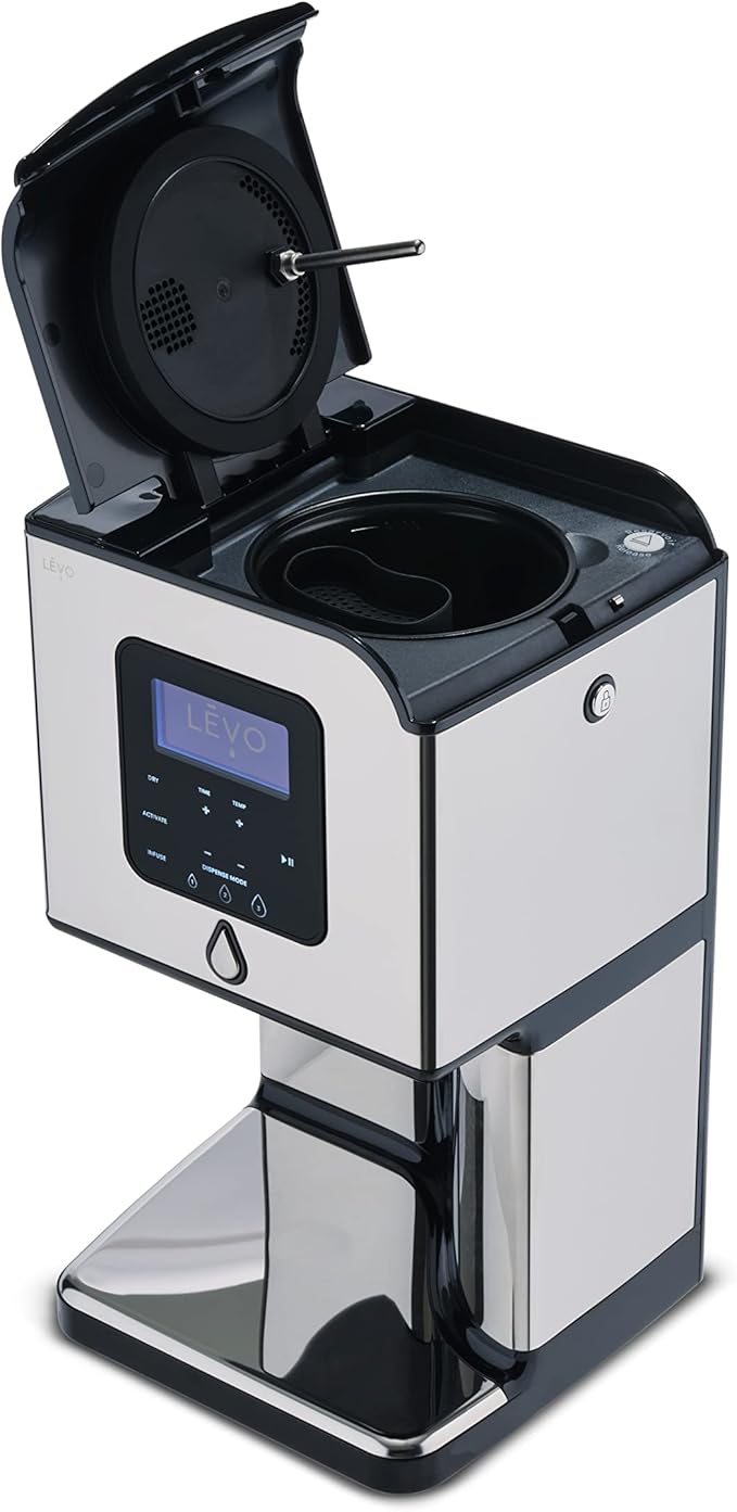 LEVO Lux - Premium Herbal Oil Infusion Machine - Botanical Extractor - Herb Dryer, Decarboxylator, & Oil Infuser - Gourmet Edible Infusion Maker - For Infused Gummies, Brownies & More - Silver