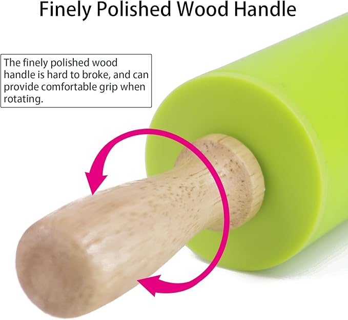 Silicone Rolling Pin for Baking Non-stick Rolling Pin Dough Roller Wooden Handle Kitchen Accessories Pastry Roller