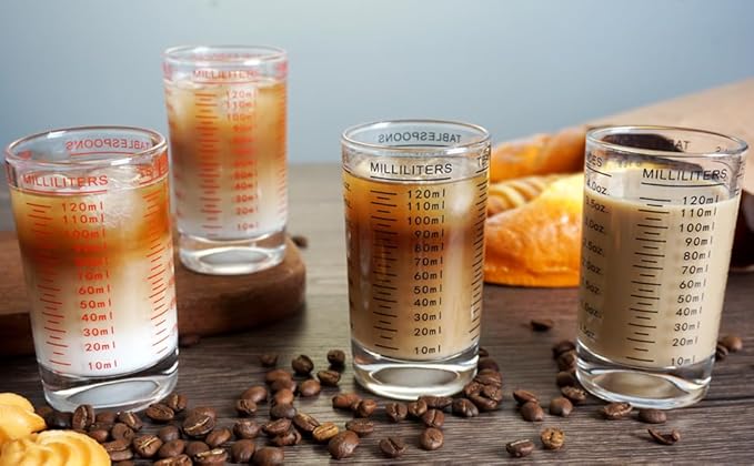 Measuring Cup 4 Ounce/120ML Shot Glass Liquid Heavy High Espresso Glass Cup (Black)