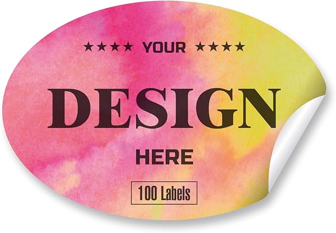 Custom Stickers Personalized Labels - Customized Stickers with Any Design Image Logo Text,Custom Thank You Label Stickers,Custom Stickers for Business Logo,100 Labels (Oval,5"x2")