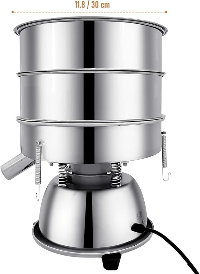 Automatic Vibrating Sieve Shaker – 40 Mesh + 60 Mesh Flour Sifter, Electric 110V 55W Sifter Machine for Flours, Herbal Powder