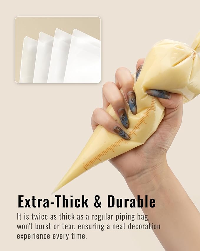 12 Inch Piping Bags, 100PCS Thickened Disposable Pastry Bags, Anti Burst Icing Bags for Cream Frosting, Non-slip Frosting Bags, Cake & Cookie Decorating Supplies