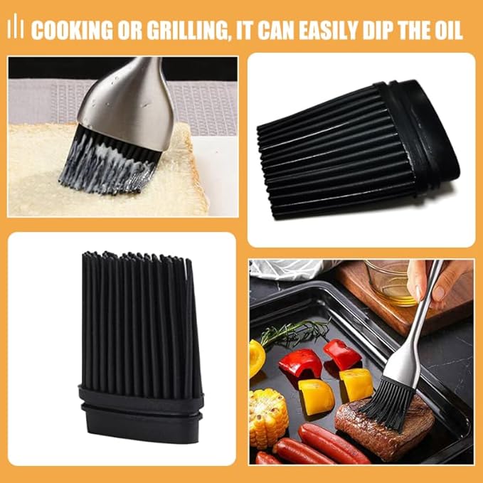 4Pcs Silicone Basting Brush Replacement Heads High Heat Resistant Grill Brush Refills for Cooking for Bbq Pastry and Marinade Application