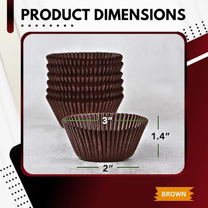 Green Direct Cupcake Liners - Standard Size Cupcake Wrappers to use for Pans or carrier or on stand - Paper Baking Cups, Brown, (Pack of 500)