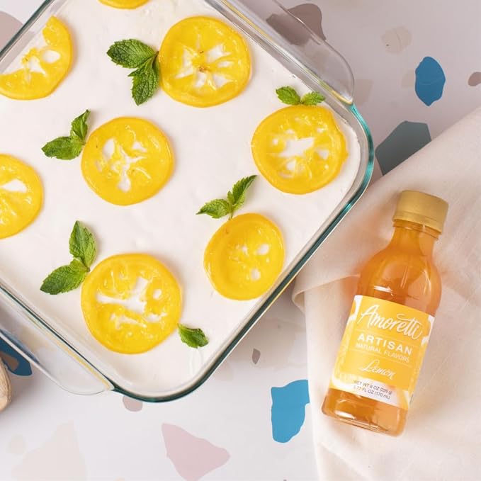 Amoretti - Natural Lemon Artisan Flavor Paste, 8 oz, Perfect For Ice Cream, Beverages, Cakes, and more, Preservative Free, Vegan, Gluten Free, No Artificial Sweeteners, Highly Concentrated