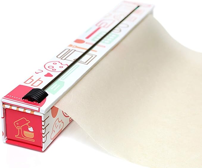 ChicWrap Baker's Tools Parchment Paper Dispenser - Includes 15"x 33' (42 Sq.Ft) Roll Unbleached Baking, Cooking & Culinary Paper - Reusable Dispenser w/Slide Cutter - Kosher Certified