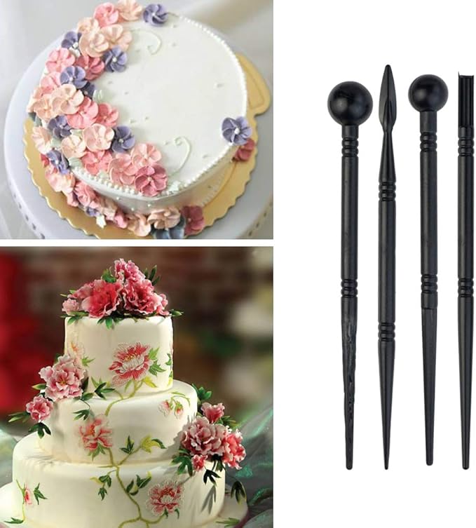 62pcs Gumpaste Flowers and Leaves Fondant Tool Leaf Tool Kit Gum Paste Flower Cutter Set Stainless Steel Flower Cutter Silicone Molds Foam Pad Veining Board Ball Tools Modelling Tools Brushes