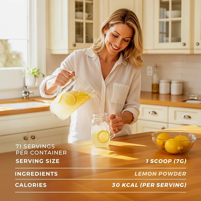 Gya Tea Co Lemon Powder 1.1lb (17.64 Oz) - USDA Organic 100% Fresh Natural Consistent Lemon Taste, No Sugar & Additives - Great Flavor For Drinks, Baking - Non-GMO, Filler Free, Vegan-Friendly