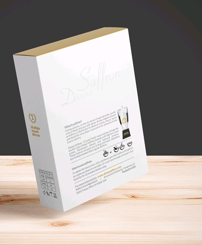 Divine Saffron gift box Award Winner Finest Pure Premium All Red Saffron Threads, Grade A+ Royal Super Negin Non-GMO Verified. For Tea, Paella, Rice, Desserts, Golden Milk and Risotto (5 Grams)