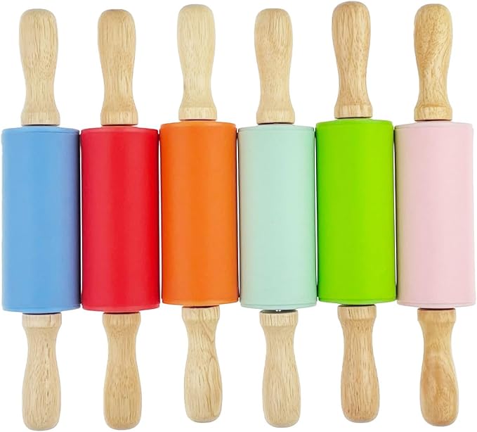 12 Pack Mini Small Rolling Pin 9 Inch Kids Rolling Pin Wooden Handle for Home Kitchen