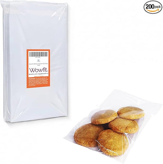 Wowfit 200 Count 6x9 Inch Clear Cellophane Plastic Bags, Resealable Self-Sealing Cello Bags Good for 6x9 Print Photos A7 A8 A9 Cards Envelopes and More
