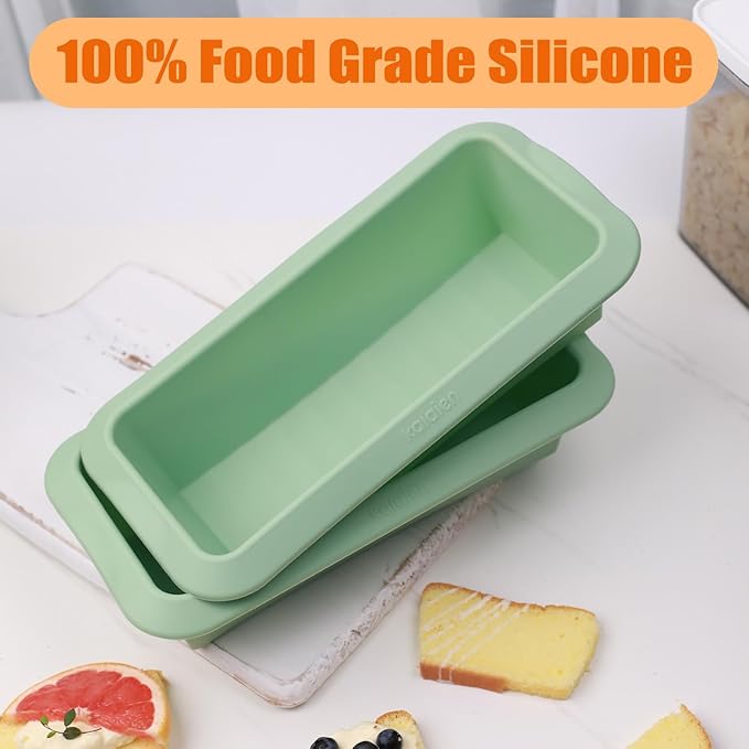 QELEG Silicone Bread Loaf Pans (2 Pack) - Nonstick Silicone Baking Mold for Homemade Bread, Brownies and Pound Cakes QLG0112-10.8x5.4x2.6 inch