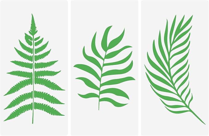 Tropical Leaf Stencils, Eucalyptus Leaves Flexible Plant Fern Turtle Stencil Templates Large DIY Painting for Wood Canvas Home Decor Crafts 6"x12", White