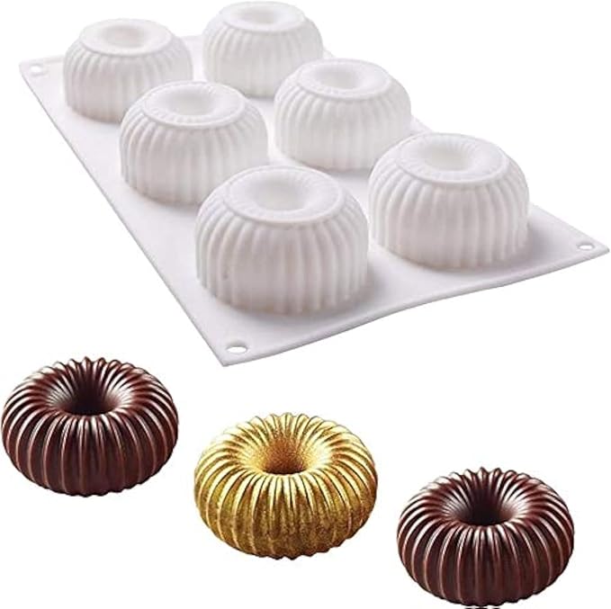 Silicone Molds Baking for Mousse Cake, 3D Baking Molds Dessert Molds for Pastry Truffle Pudding Jelly Cheesecake, Donut Shape, 6-Cavity