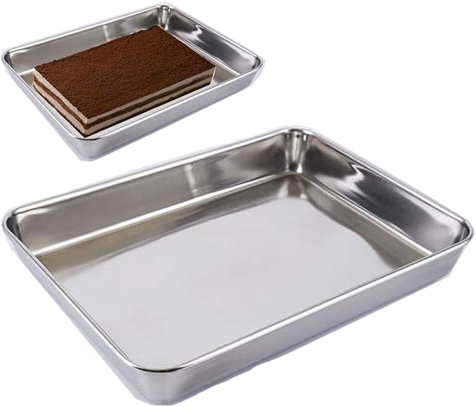 Baking Cookie Sheets Pan,Jelly-Roll Pans Roasting Pan,Stainless Steel Baking Pans Tray Cookie Sheet,Nonstick Toaster Oven Baking Sheet Pans, Easy Clean & Dishwasher Safe (12'' x 9.64'')