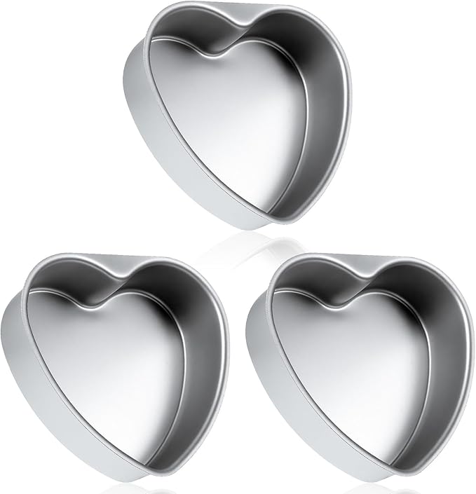 3 Pcs Heart Shaped Cake Pans,8 Inch Aluminum Heart Cake Pans Tin Christmas Baking Reusable Funny Cakes Mold for Baking DIY Mold Tool for Kitchen Birthday Valentine's Wedding Party