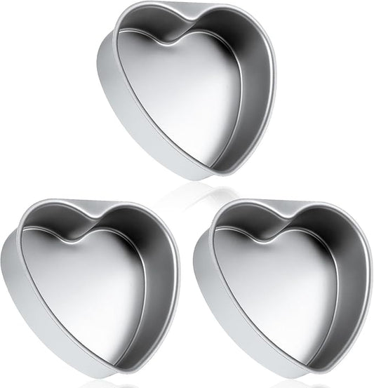 3 Pcs Heart Shaped Cake Pans,8 Inch Aluminum Heart Cake Pans Tin Christmas Baking Reusable Funny Cakes Mold for Baking DIY Mold Tool for Kitchen Birthday Valentine's Wedding Party