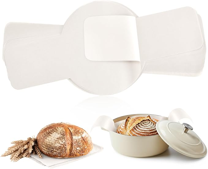 Marspark 50 Pcs Bread Sling Sourdough Bread Sling - Dutch Oven Liner, Pre-Cut Parchment Baking Supplies for Easy Dough Transfer (White)