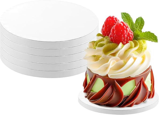 5 Pack Cake Boards 6 Inch Round Cake Drum White 1/2” Thick Cake Drums Corrugated Cardboard Cake Base for Multi-Layer Cakes Sturdy Cake Decorating Supplies
