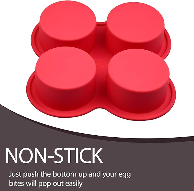 2-Pack Air Fryer Egg Bite Molds, 4-Cup Mini Round Muffin Pans Silicone Baking Molds for Oven Microwave Dishwasher Easy Breakfast Baking Tools