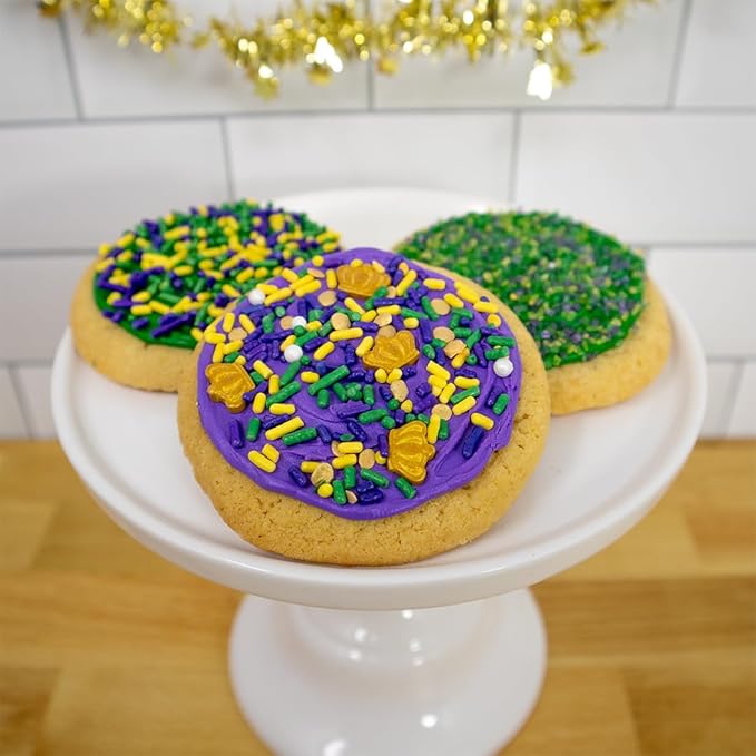 Mystic Sprinkles 4 Cell Sprinkle Assortments (King Bacchus Mardi Gras, Petite)