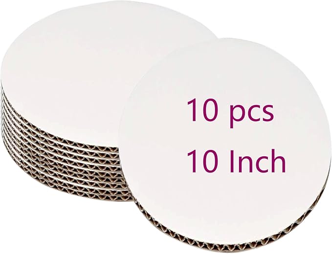 10pcs White Cake Boards 10 inch Round Disposable Cake Circle Plate Waterproof and Oil-Proof Cake Boards Sturdy Cake Trays for Cake DIY Bread Dessert and Crafts Display (10 Inch-Pack of 10)