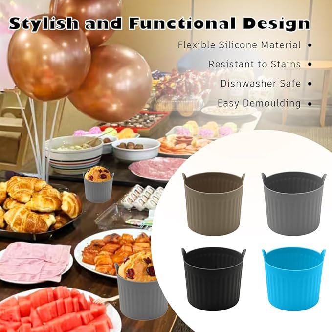 8-piece set of air fryer baking molds, high-end food grade silicone mold cups, non stick air fryer accessories suitable for eggs, cupcakes, pancakes, puddings, pies, and Kashida sauce
