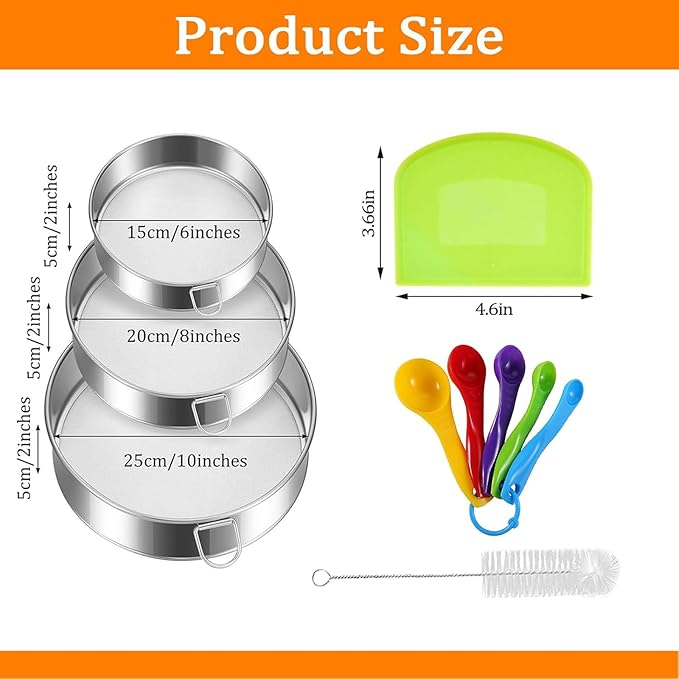 Flour Sifter, Flour Sieve,Tamis Stainless Steel Flour Sifter for Baking Cake Bread, Hanging Ring Design, with Dough Scraper, Sieve Fine Mesh,Best Baking Lovers' Gift
