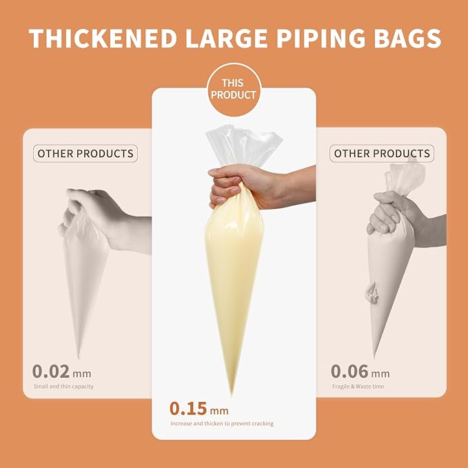 24 Inch Piping Bags Disposable,Thickened 50pcs Large Piping Bags,Anti Burst Extra Large Piping Bags,Food Grade Cake Piping Bags,Tipless Piping Bags for Cake Cupcakes Cookies Frosting