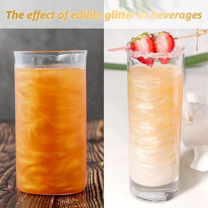 Edible Glitter for Drinks Cakes Decoration Chrismas Set - Food Grade Shimmer Luster Glitter Dust Edible Glimmer Powder for Strawberries, Sprinkle on Sparkle, Chocolate, Cookie, Cupcake, Cocktail, Vegan