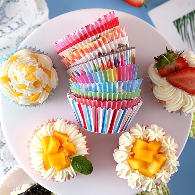 400 Count Cupcake Liners 4 Styles Colorful Paper Baking Cups Disposable Cupcake Wrappers Muffin for Holiday and Party Baking Supplies