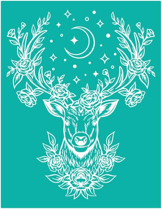 JAJADO Merry Christmas Stencils Self Adhesive Silk Screen Stencils Holidya Reusable Winter Stencils Screen Printing Transfers for Painting on Wood, Windows, Clothing, Home Office Christmas Decor