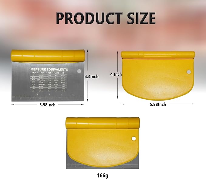 6-inch Premium Pizza Cutter Food Stainless Steel Mirror Polished with Measuring, dough scraper for frozen pizza, vegetables, includes dough cutter, hangable, Dishwasher Safe(Yellow)