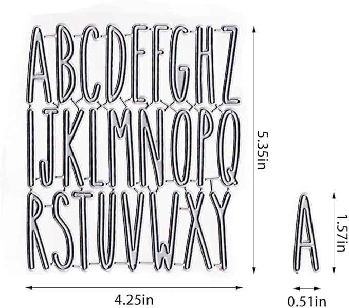 Capital Alphabet Letters Die Cuts for Card Making, 26 Alphabet Words Cutting Dies Sets Letters Dies Stencils Embossing Template for Scrapbooking DIY Cards Album Crafts Supplies