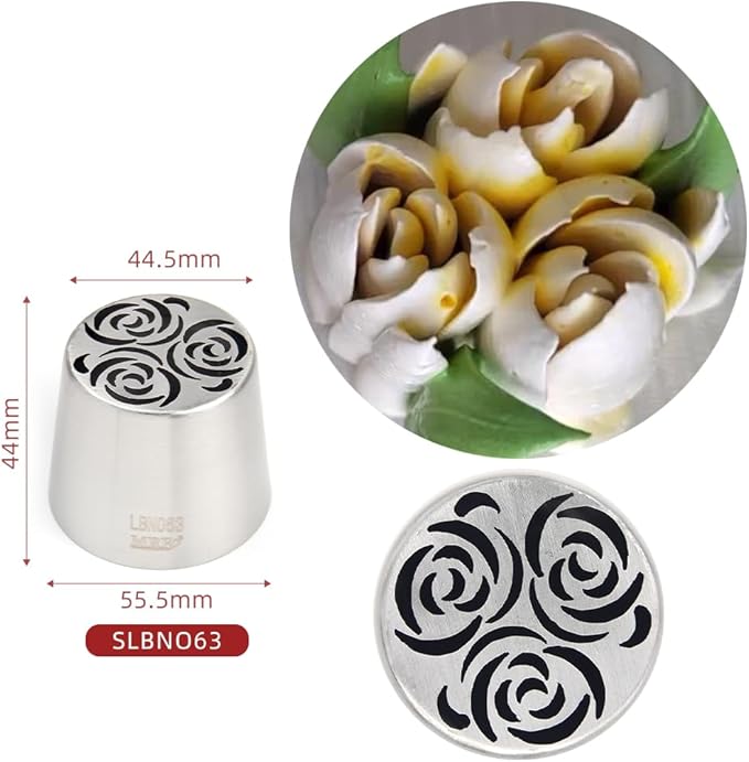 3 Pieces Stainless Steel XXL Russian Icing Nozzle Kit with 1 Leaf Tip & 1 Clean Brush,Cake Decorating Frosting Piping Tip,Pastry Baking Tools